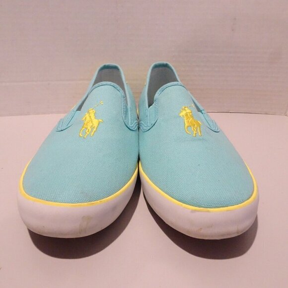 Polo Ralph Lauren Blue Yellow Pony Loafers Size 6.5 Casual Embroidered main image 6